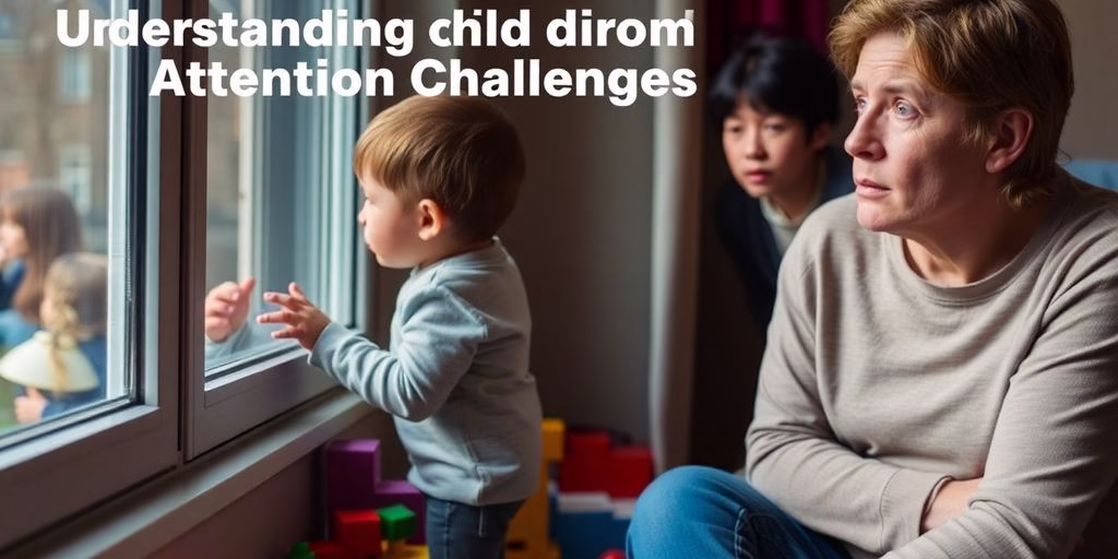 Child with ADHD looking distracted, parent concerned.
