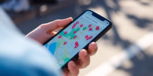 Person looking at a map on their phone.