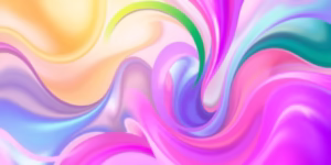 Colorful abstract shapes swirling around a person.