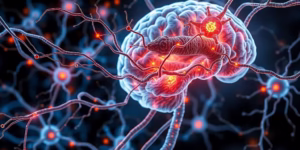 Brain patterns and neural connections.