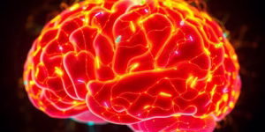 Brain with colorful connections