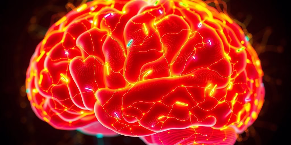 Brain with colorful connections